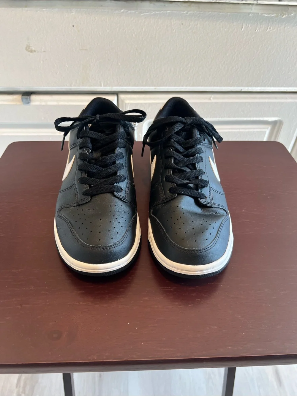 Nike Dunk Low Black Panda 2.0 Black/White Leather Sneakers DV0831-002 Size 7.5